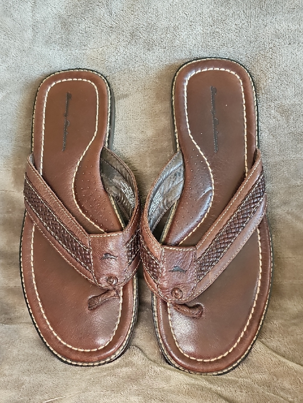 Tommy Bahama Relaxology Brown Braided Leather Slip-On Size 12 D